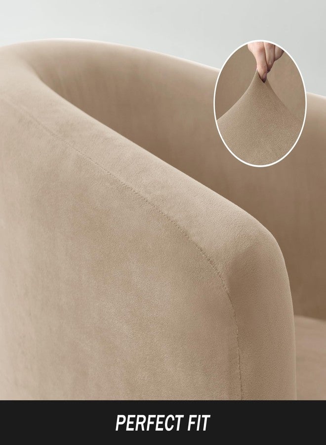 PENDEJATO Stretch Tub Chair Covers, 2-Piece Club Chair Slipcover with Cushion Cover Soft Velvet Armchair Slipcovers Furniture Protector for Living Room (Camel) - Image 4